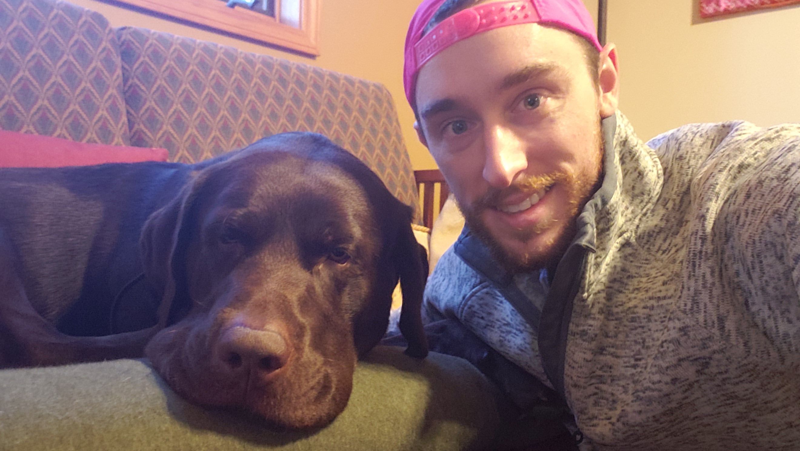 Dylan and Chocolate Lab named Doc